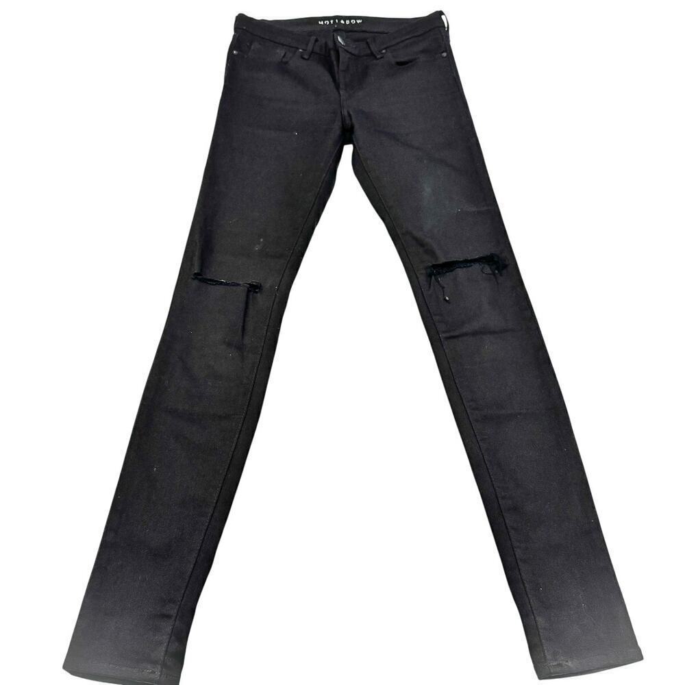 Mott & Bow Mid-Rise Skinny Black Denim Jeans Zip Fly Size 27 x 30 - Picture 2 of 9